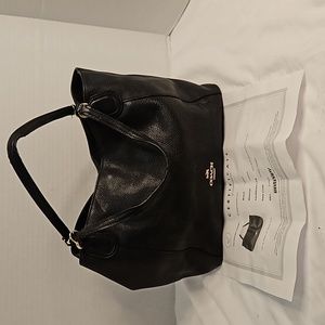 Black Leather Coach Shoulder Bag with COA